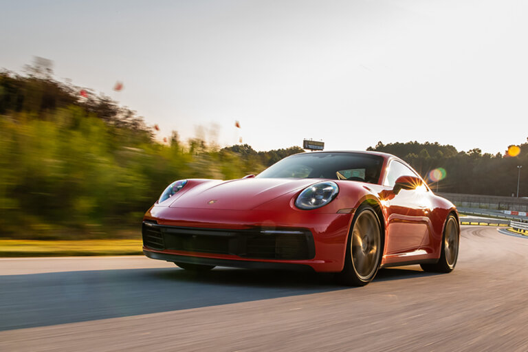 red Porsche 911 on track