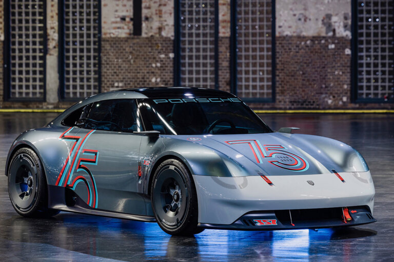 silver and grey Porsche 357 display room