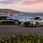 black audi r6 avant and matte grey rs 7 avant car