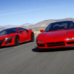 1st generation NSX with a 2019 Acura NSX racing together