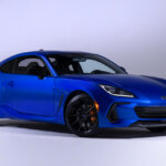 Blue 2024 Subaru BRZ tS on white background
