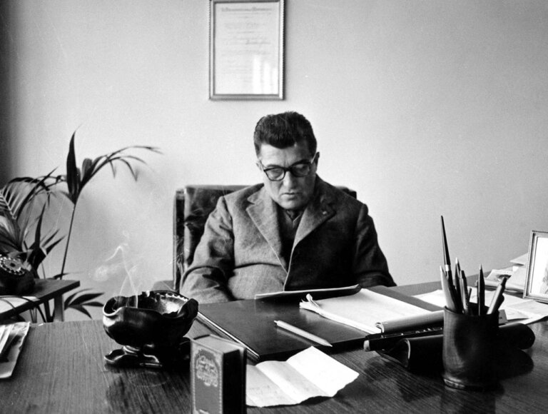 Ferruccio Lamborghini sitting in his desk