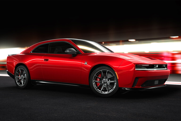 Red Dodge Charger Scat Pack pictured with vibrant background
