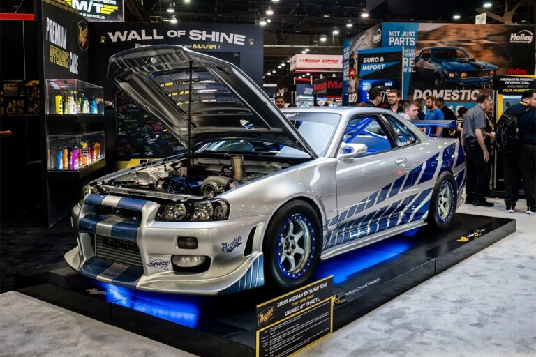 Fast and Furious Gray Blue throtl nissan skyline gt-r r34 at SEMA 2024